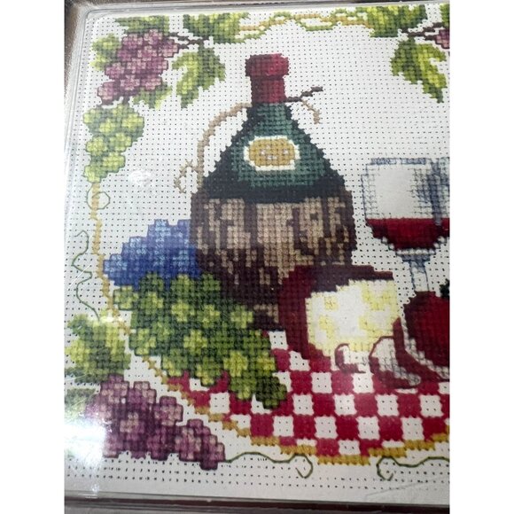 Wine & Cheese Cross Stitch Kit With Frame - Picture 3 of 4